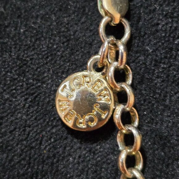 J.Crew Retro Chunky Dangle BaubleBar Orange Gold Tone Accent Statement Necklace - Picture 6 of 6
